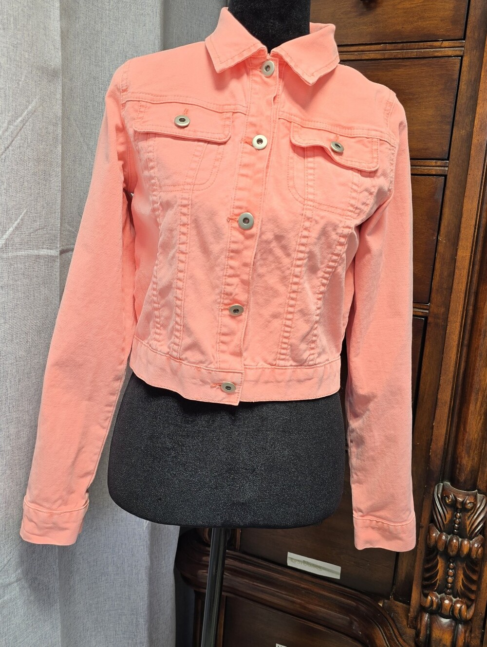 Nameless Women's Lightweight Neon Orange Button Front Jacket Size Small